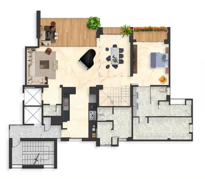 Venta apartamento Pent-House Dplex en el Country Club, sin acabados (obra gris), vista espectacular, zona cntrica pero muy tranquila.